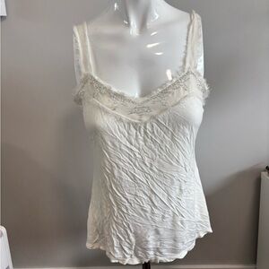 Old Navy White Lace Trim Tank Top